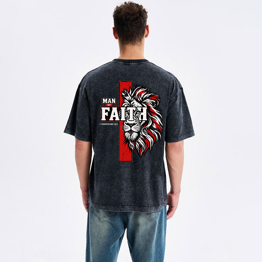 Man Of Faith Christian Washed T-Shirt