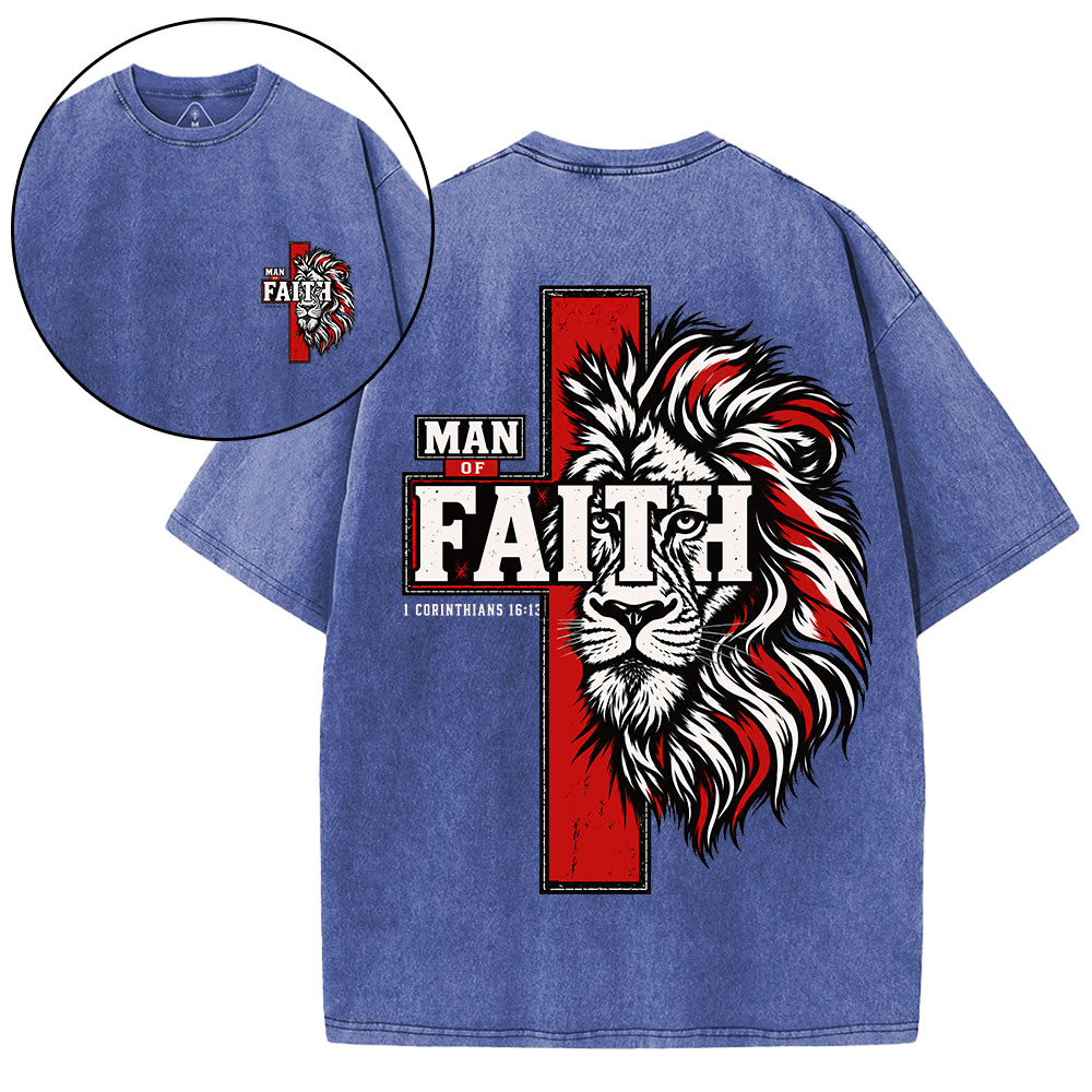 Man Of Faith Christian Washed T-Shirt