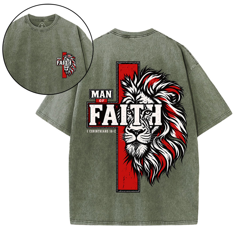 Man Of Faith Christian Washed T-Shirt