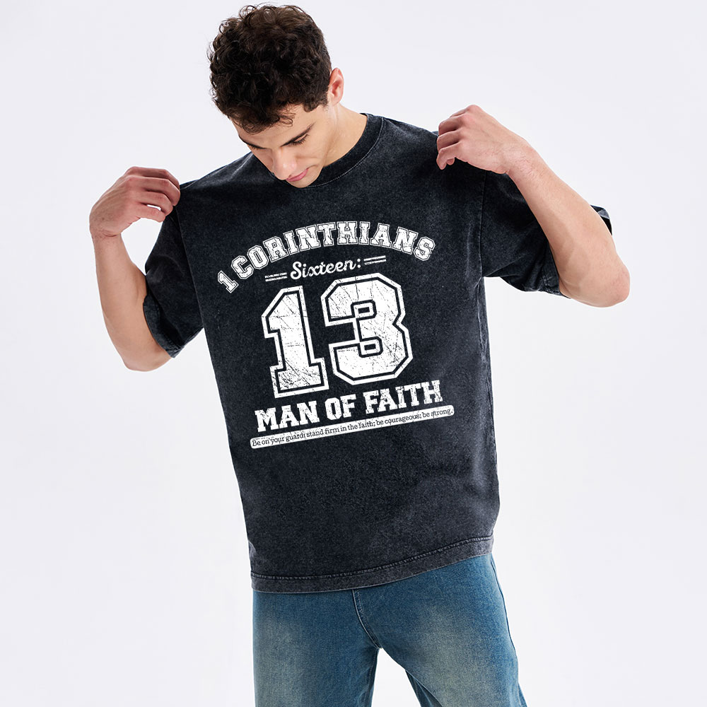 Man Of Faith Christian Washed T-Shirt