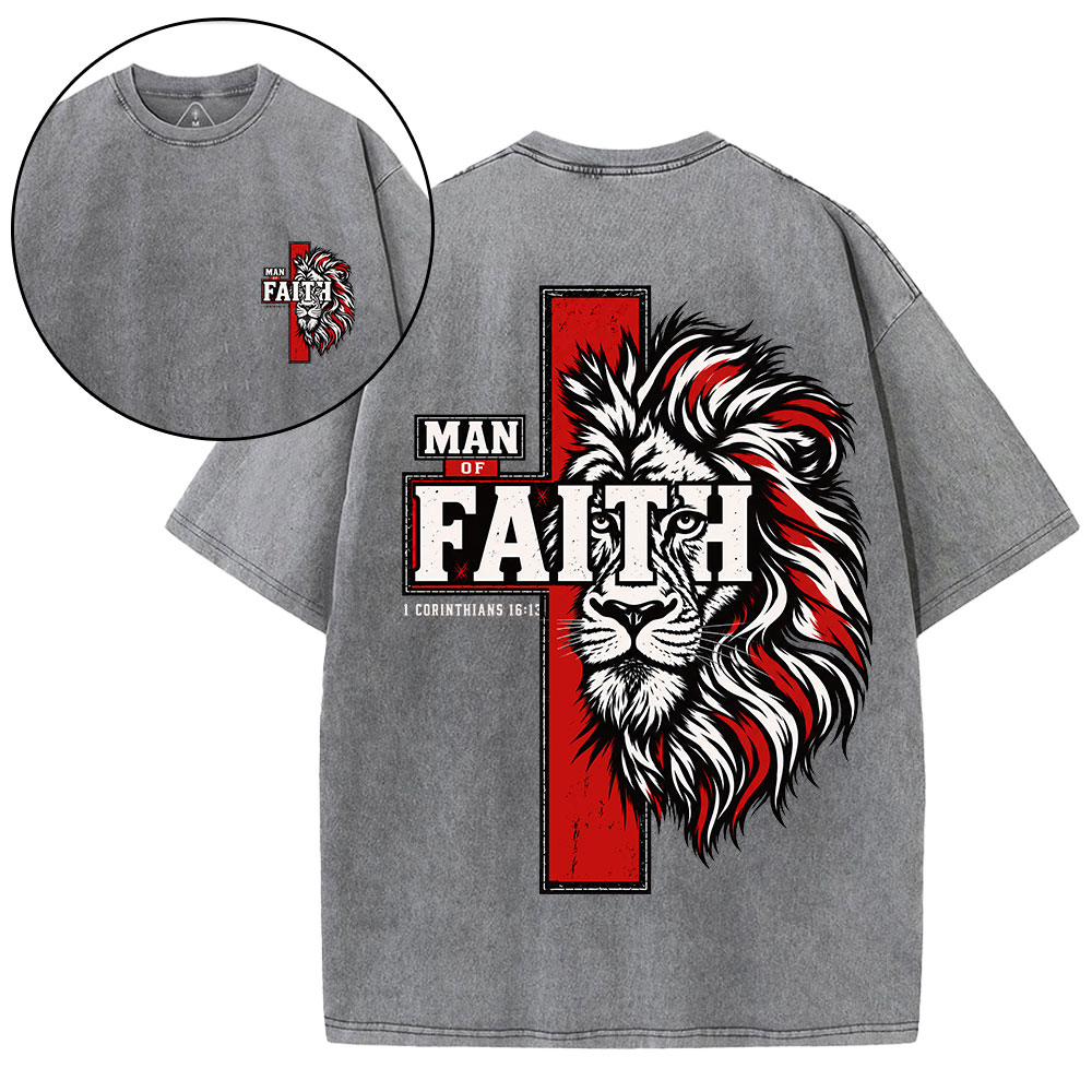 Man Of Faith Christian Washed T-Shirt