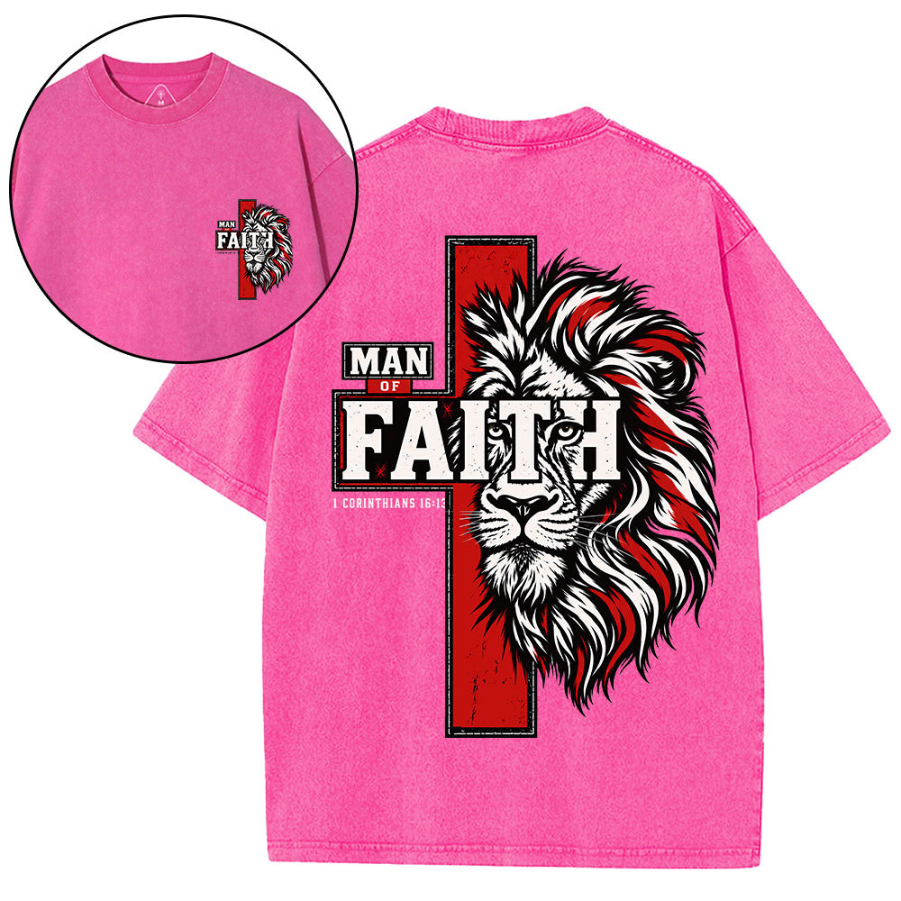 Man Of Faith Christian Washed T-Shirt