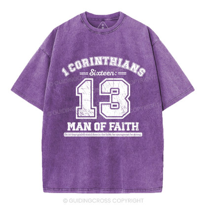 Man Of Faith Christian Washed T-Shirt