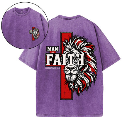 Man Of Faith Christian Washed T-Shirt