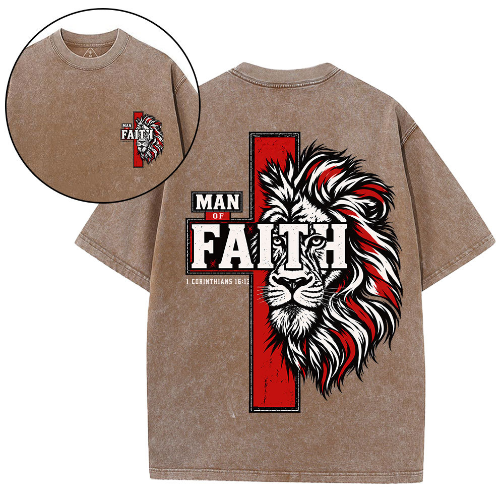 Man Of Faith Christian Washed T-Shirt