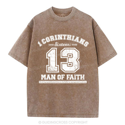 Man Of Faith Christian Washed T-Shirt