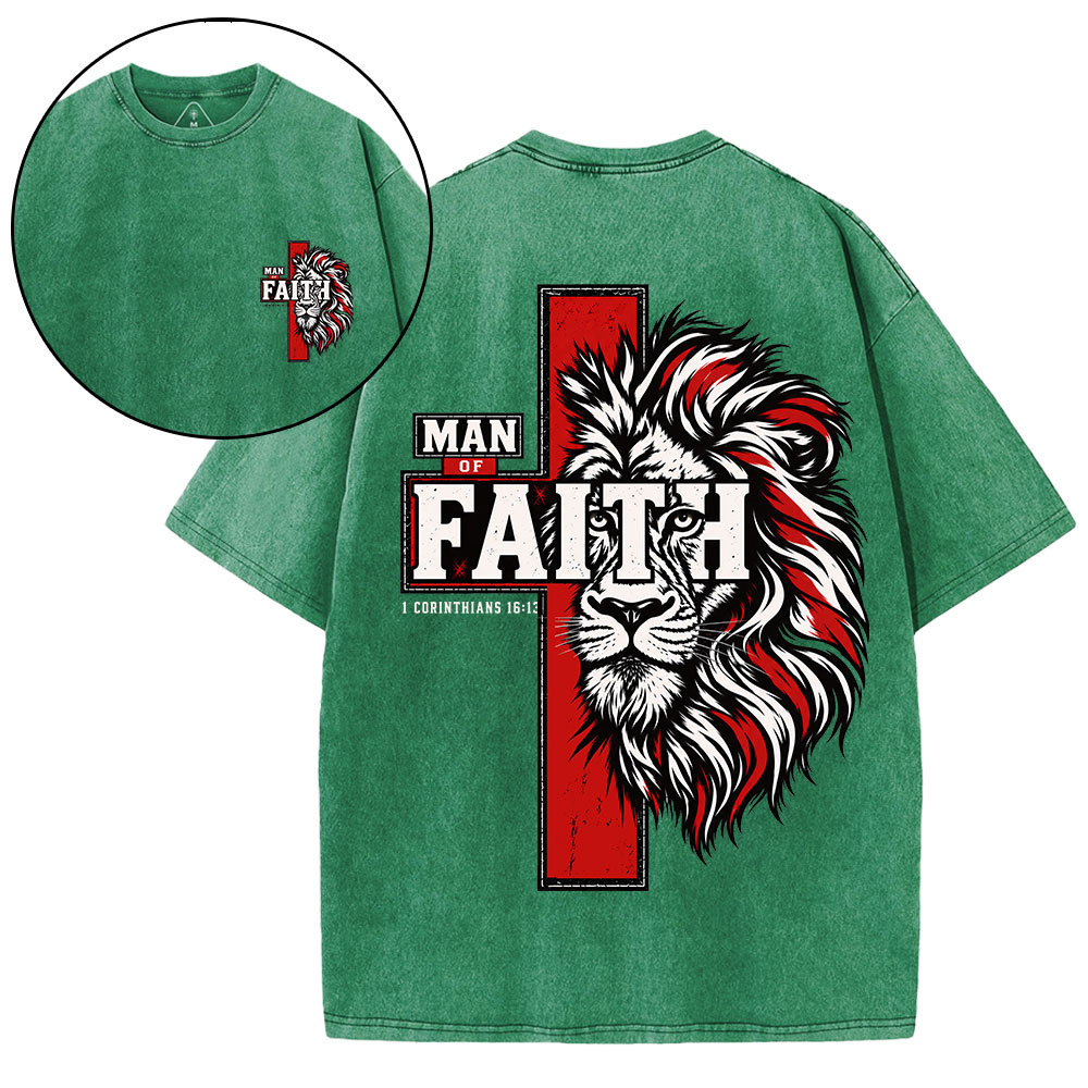Man Of Faith Christian Washed T-Shirt