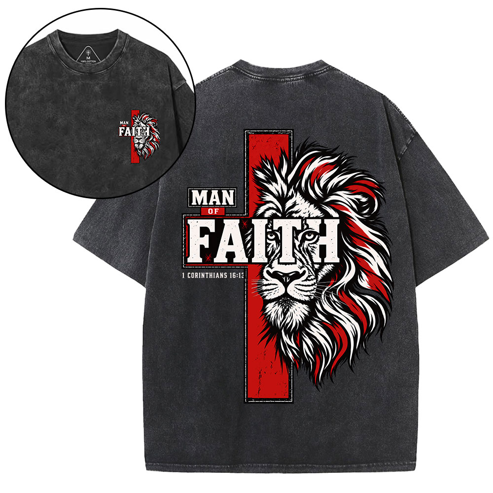 Man Of Faith Christian Washed T-Shirt