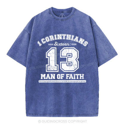 Man Of Faith Christian Washed T-Shirt