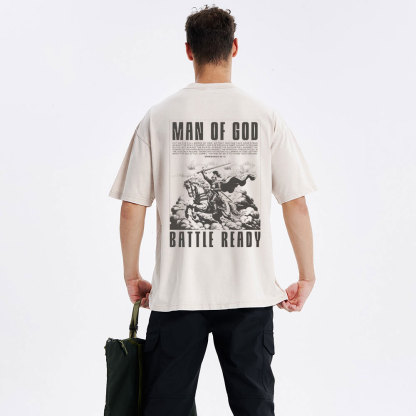 Man Of God Battle Ready Christian Washed T-Shirt