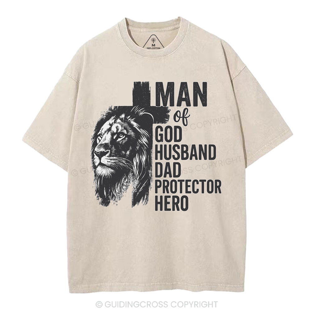 Man Of God Christian Washed T-Shirt