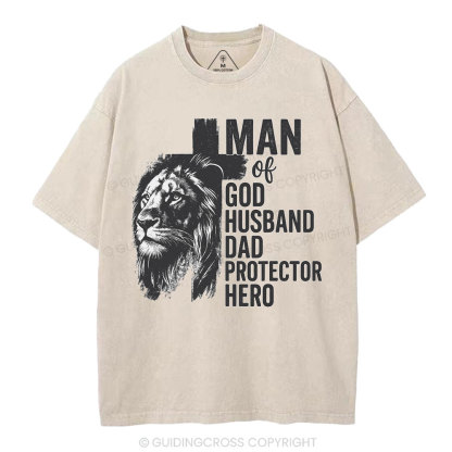 Man Of God Christian Washed T-Shirt