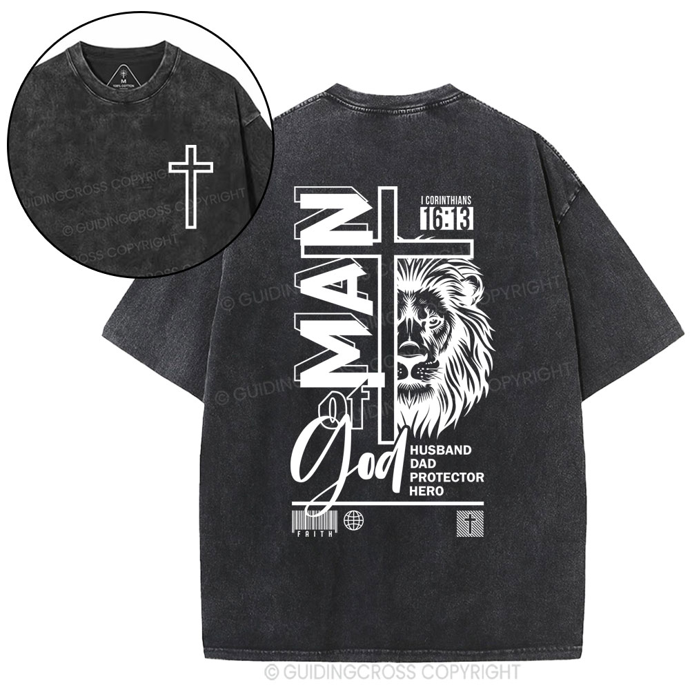 Man Of God Christian Washed T-Shirt