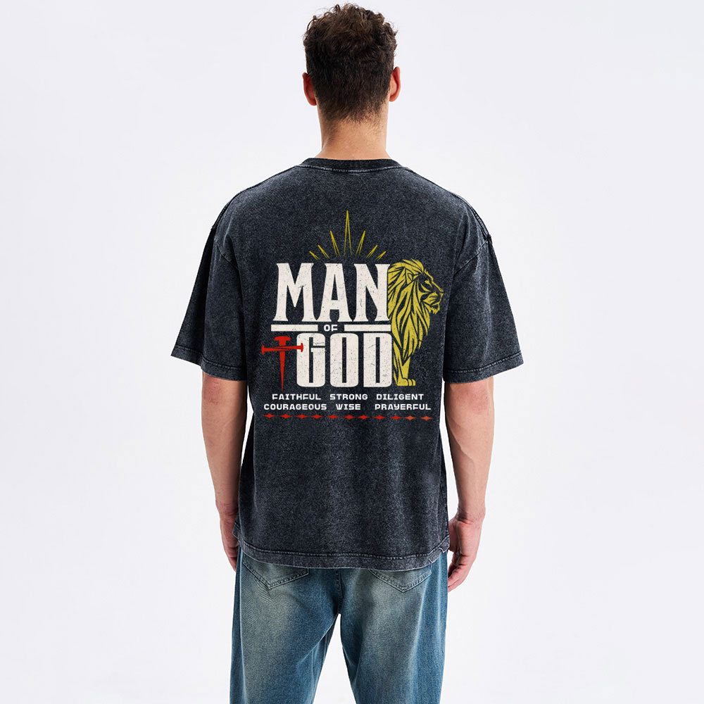 Man Of God Christian Washed T-Shirt