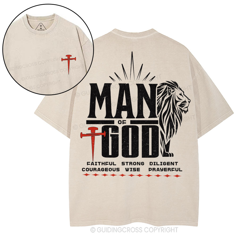 Man Of God Christian Washed T-Shirt