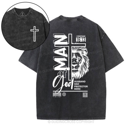Man Of God Christian Washed T-Shirt