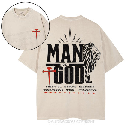 Man Of God Christian Washed T-Shirt