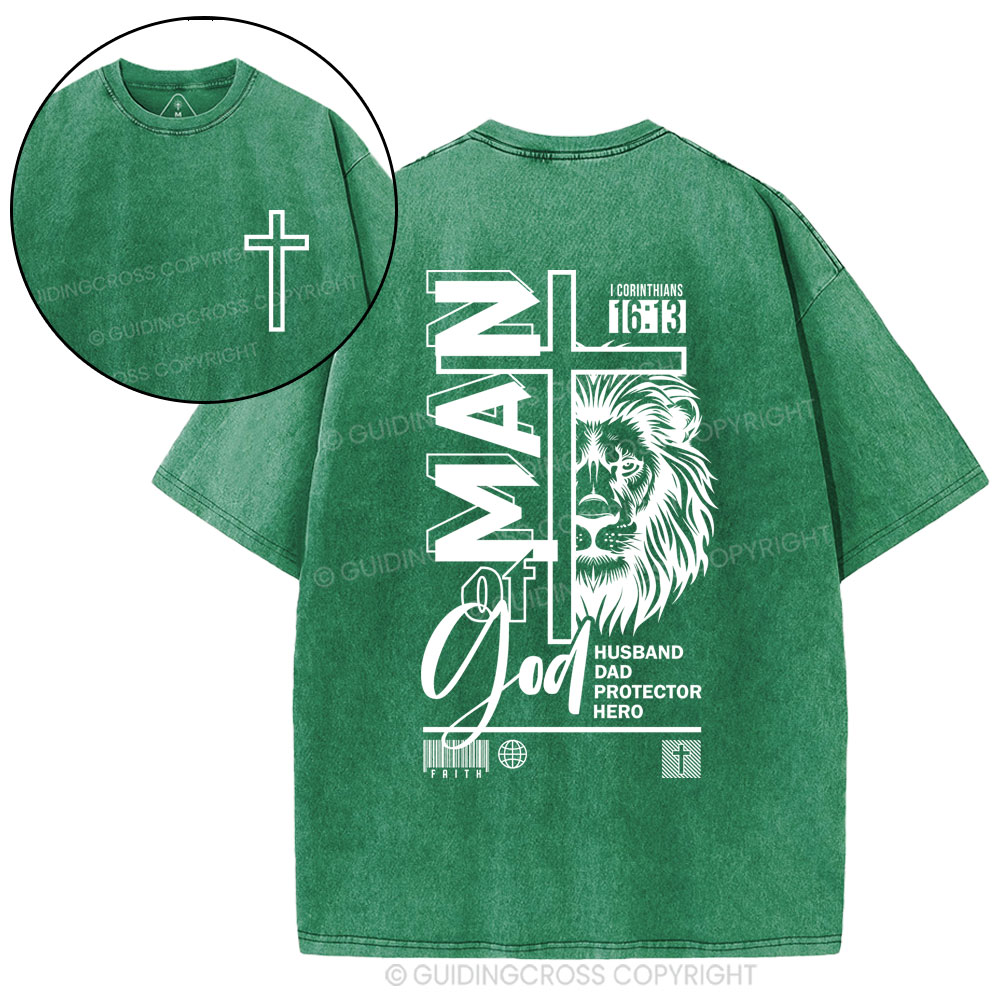 Man Of God Christian Washed T-Shirt