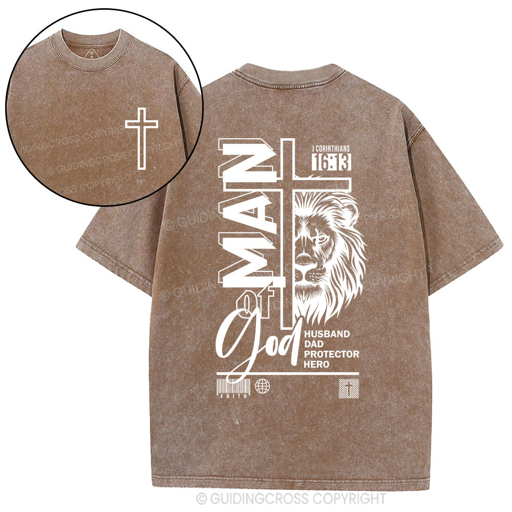 Man Of God Christian Washed T-Shirt