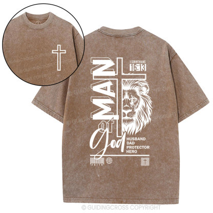Man Of God Christian Washed T-Shirt