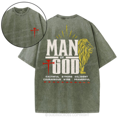 Man Of God Christian Washed T-Shirt