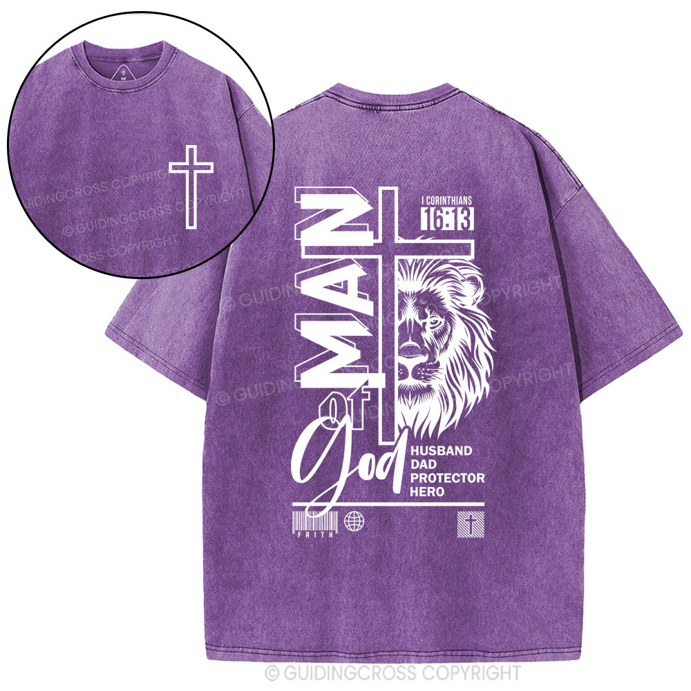Man Of God Christian Washed T-Shirt