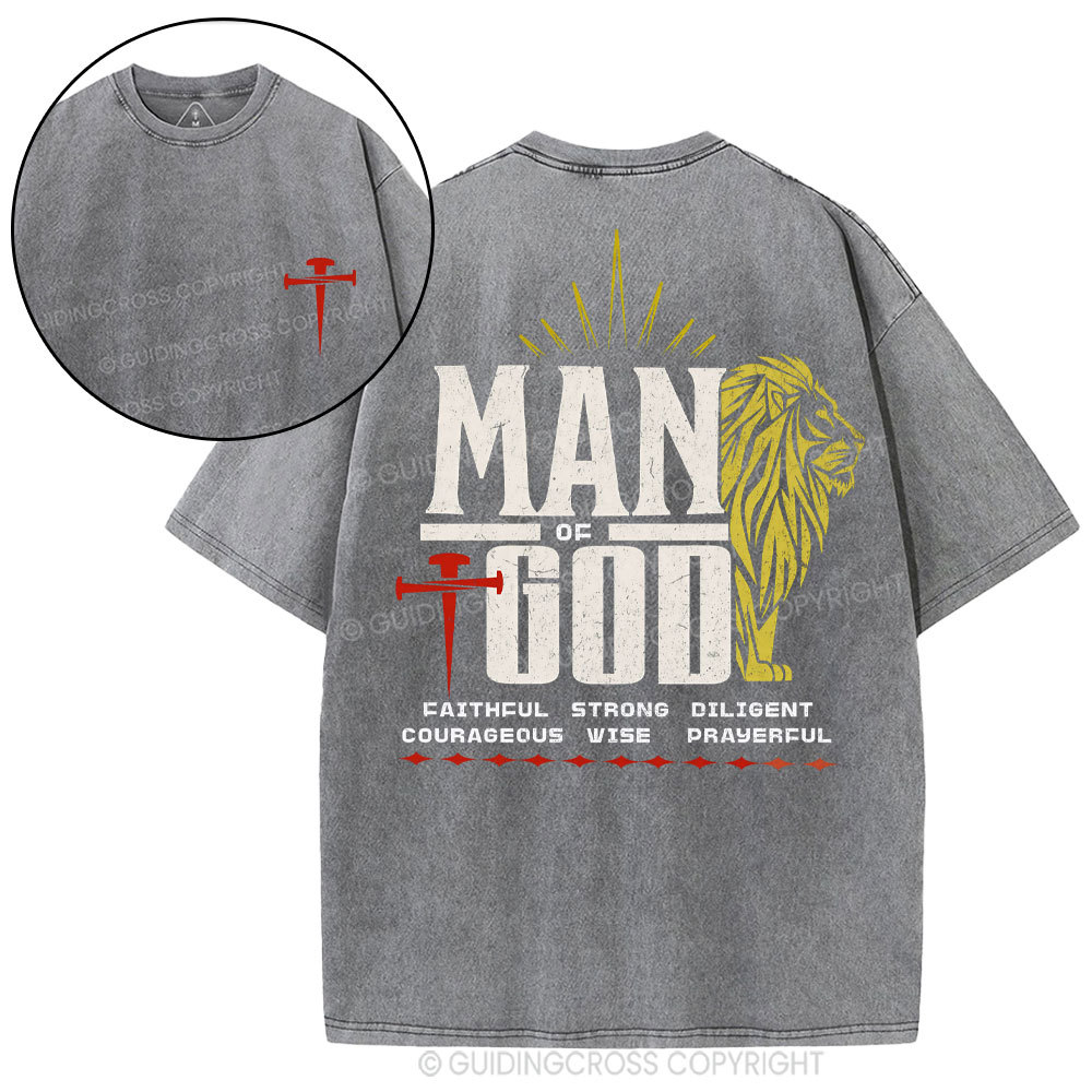 Man Of God Christian Washed T-Shirt