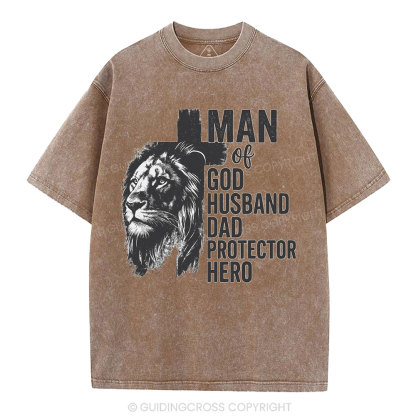 Man Of God Christian Washed T-Shirt