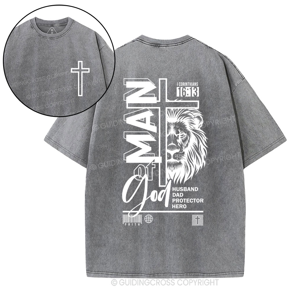 Man Of God Christian Washed T-Shirt