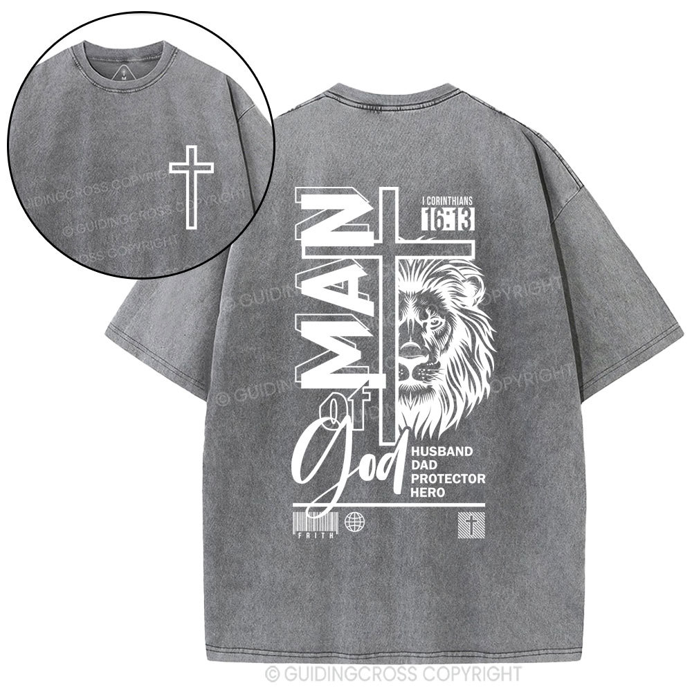 Man Of God Christian Washed T-Shirt
