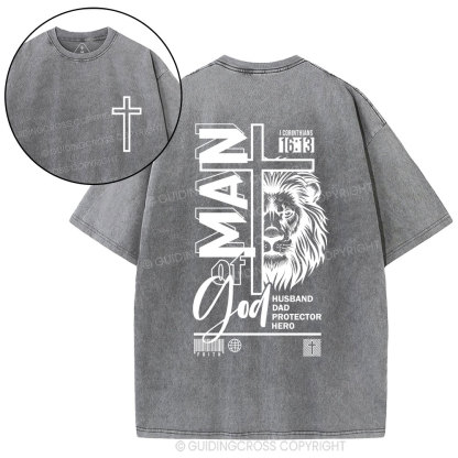 Man Of God Christian Washed T-Shirt