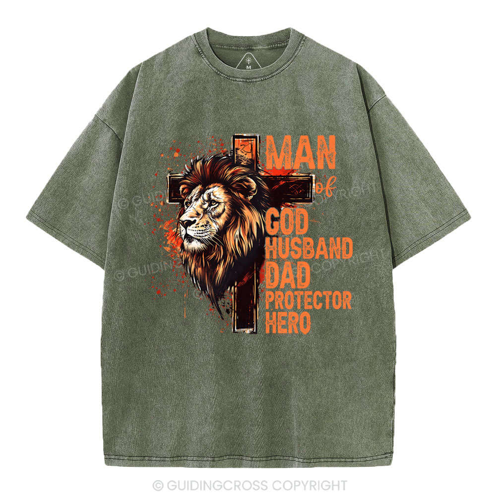 Man Of God Christian Washed T-Shirt
