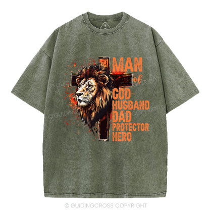 Man Of God Christian Washed T-Shirt