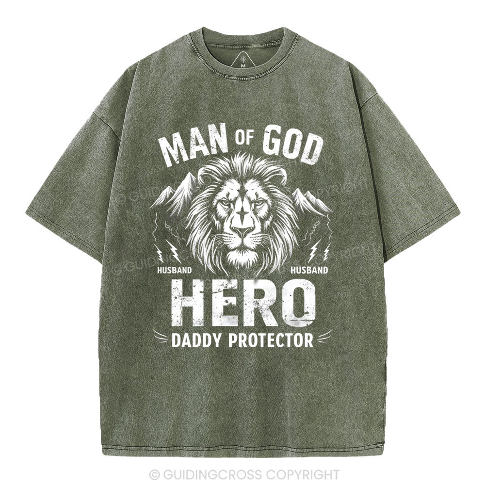 Man Of God Christian Washed T-Shirt