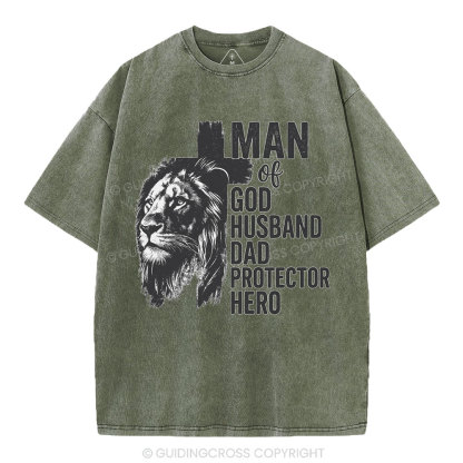Man Of God Christian Washed T-Shirt