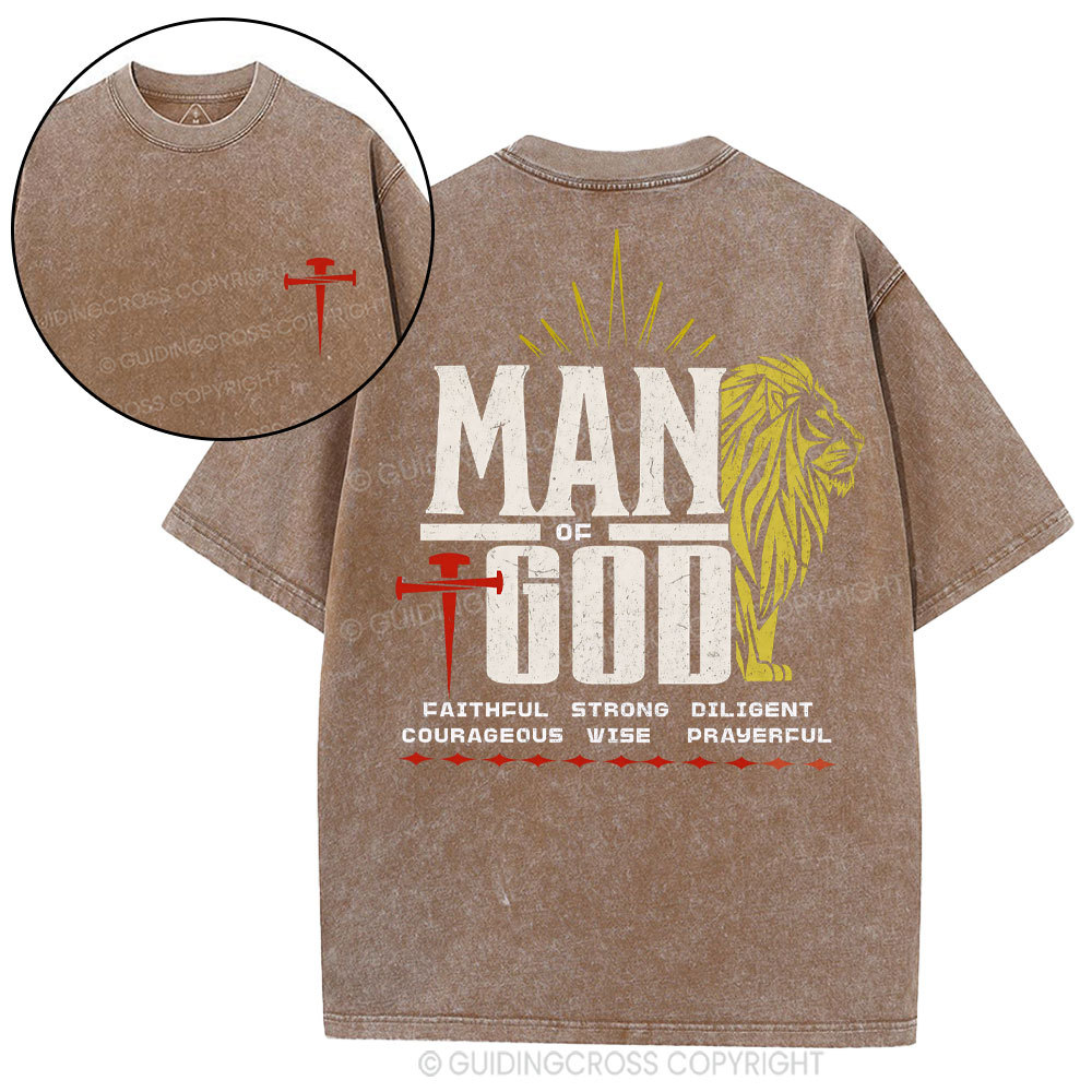 Man Of God Christian Washed T-Shirt