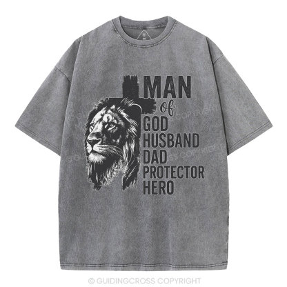 Man Of God Christian Washed T-Shirt