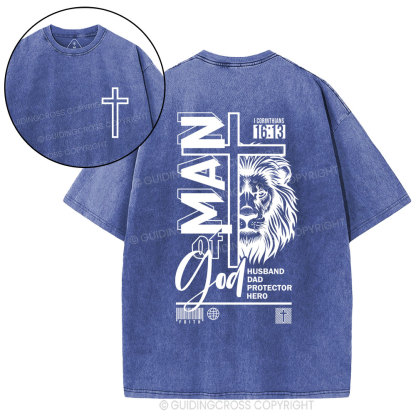 Man Of God Christian Washed T-Shirt