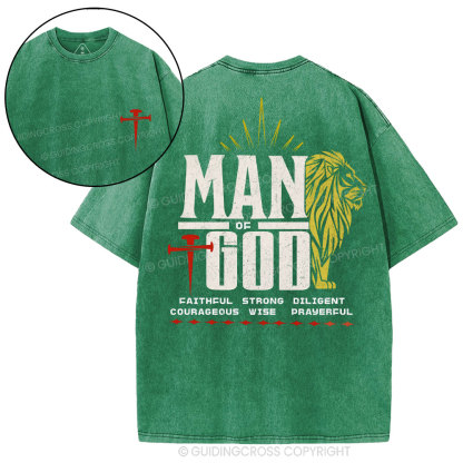 Man Of God Christian Washed T-Shirt