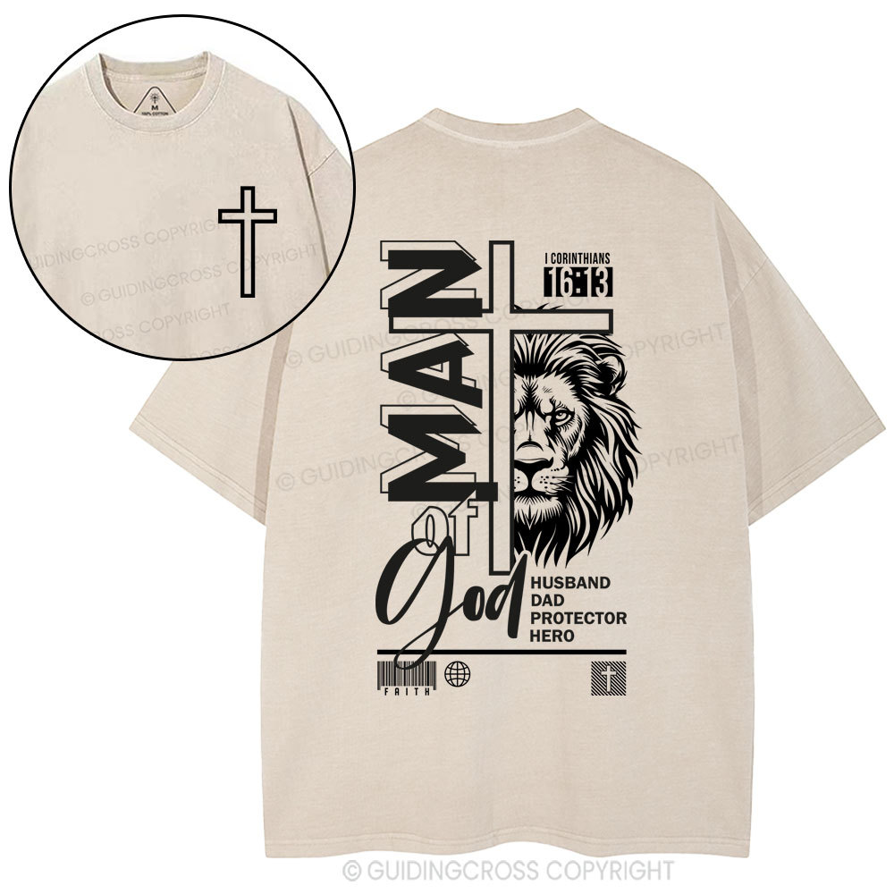 Man Of God Christian Washed T-Shirt