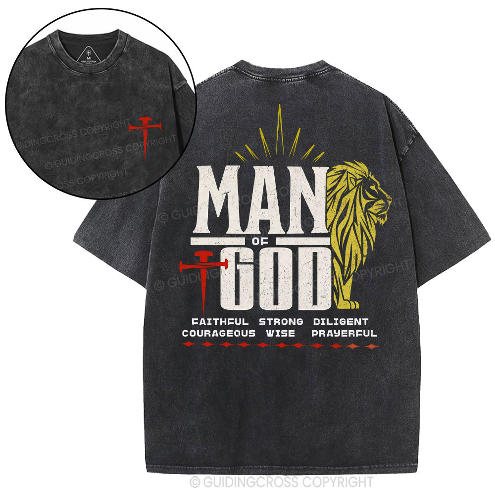 Man Of God Christian Washed T-Shirt