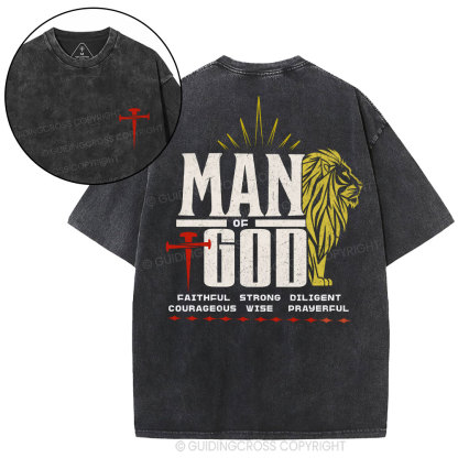 Man Of God Christian Washed T-Shirt