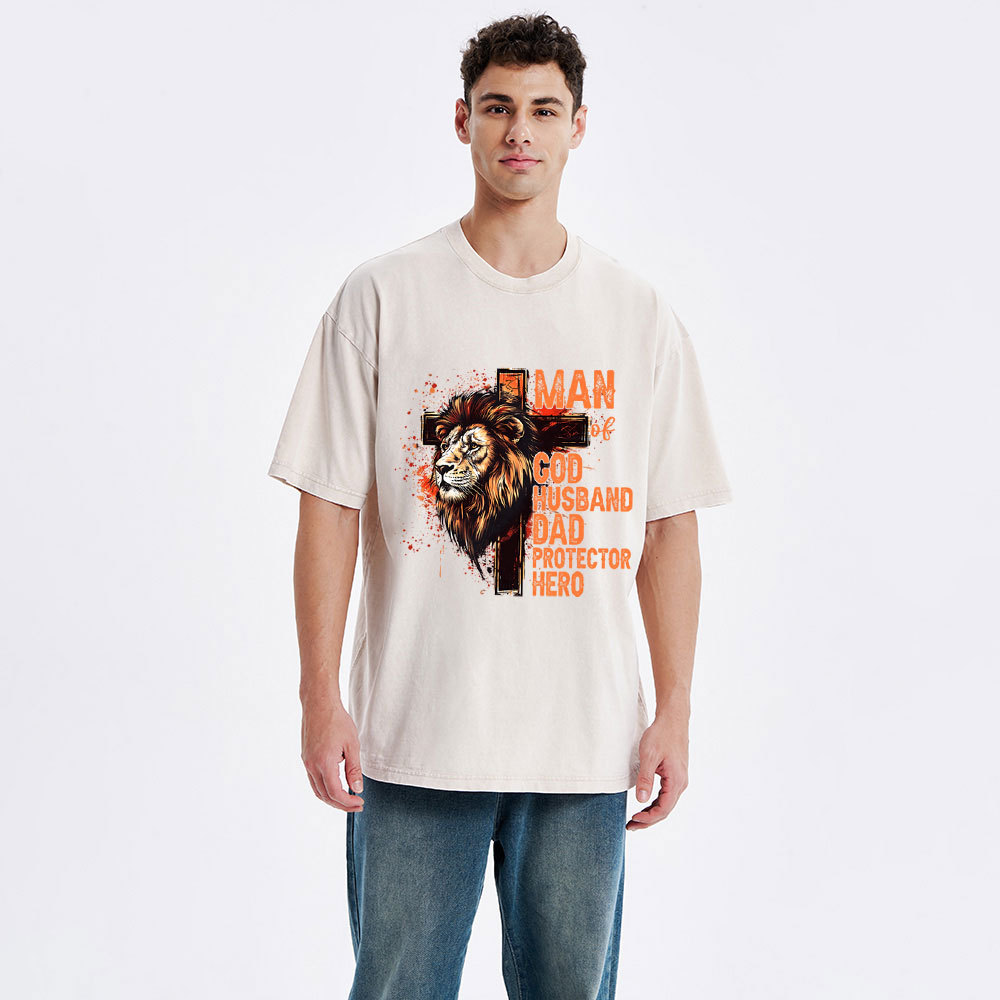 Man Of God Christian Washed T-Shirt