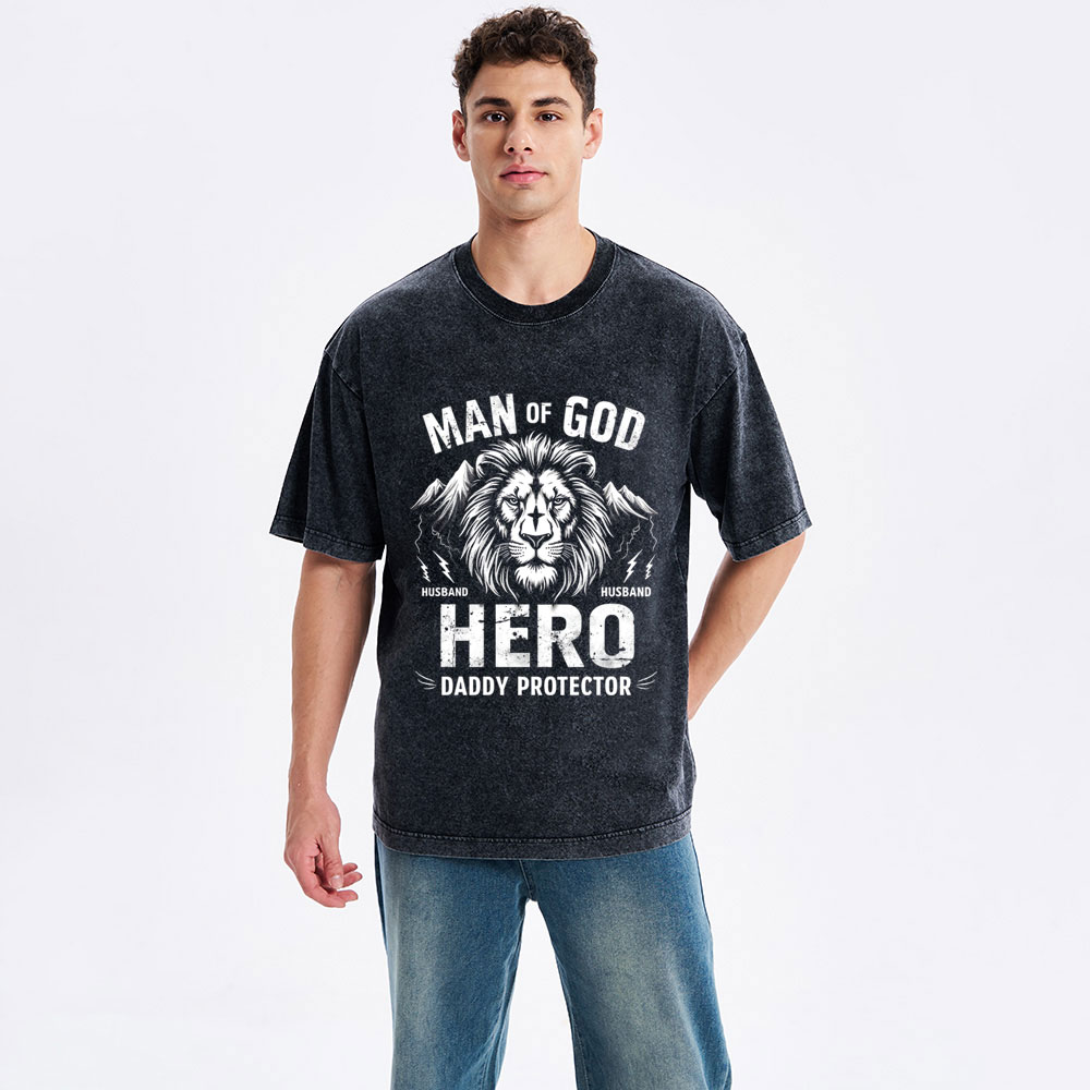 Man Of God Christian Washed T-Shirt