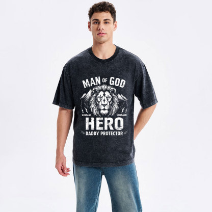 Man Of God Christian Washed T-Shirt