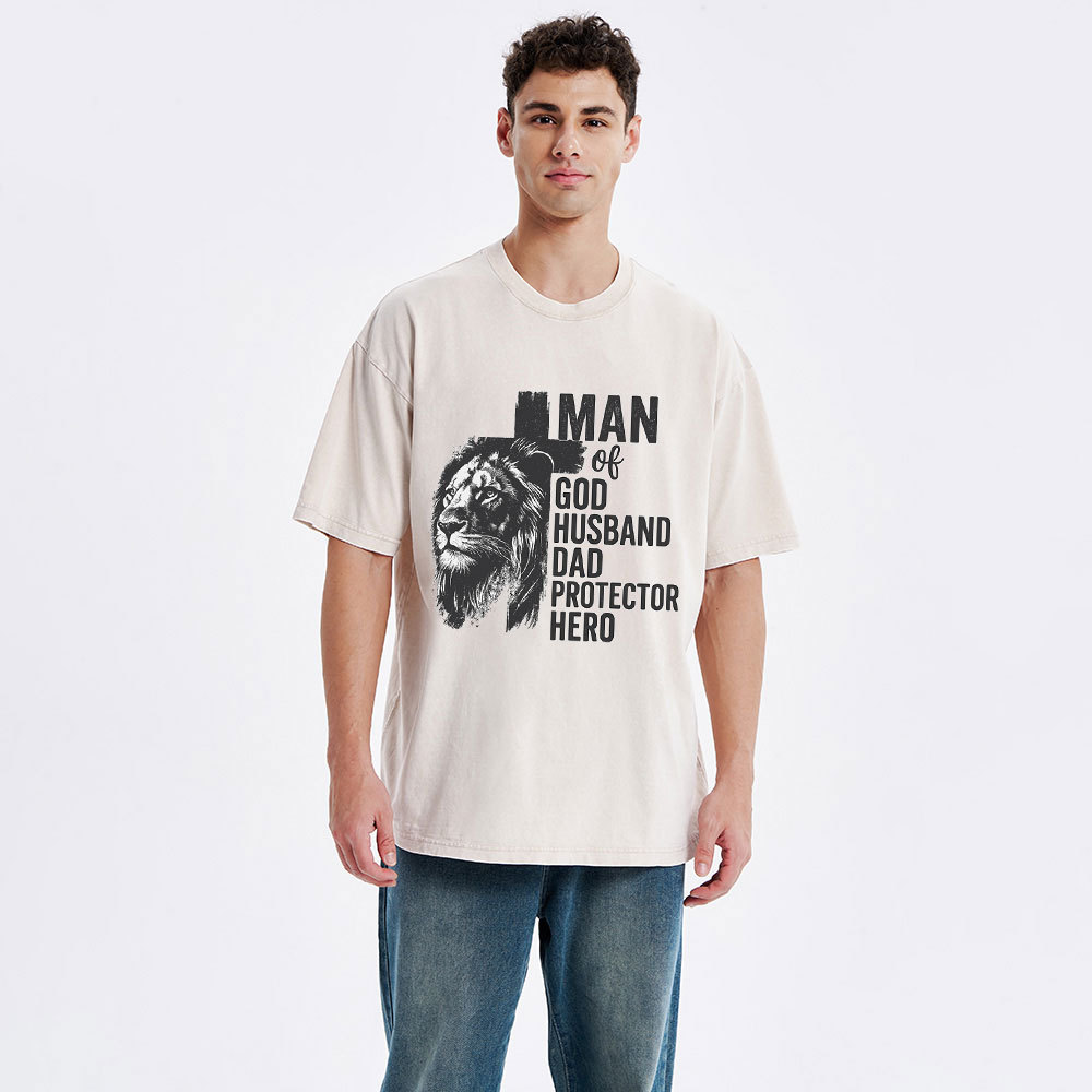 Man Of God Christian Washed T-Shirt
