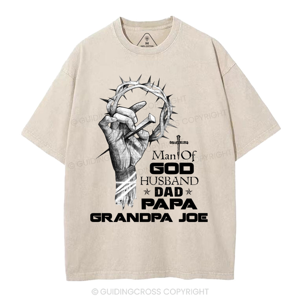 Man Of God Husband Christian Washed T-Shirt