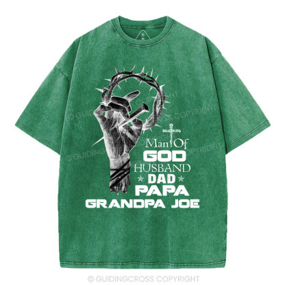 Man Of God Husband Christian Washed T-Shirt