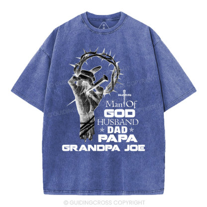 Man Of God Husband Christian Washed T-Shirt