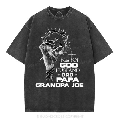 Man Of God Husband Christian Washed T-Shirt